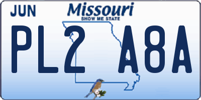 MO license plate PL2A8A