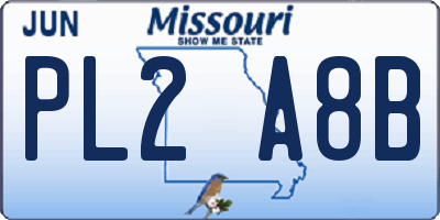 MO license plate PL2A8B