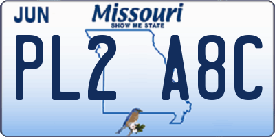 MO license plate PL2A8C