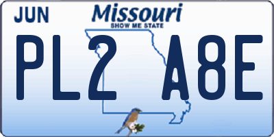 MO license plate PL2A8E