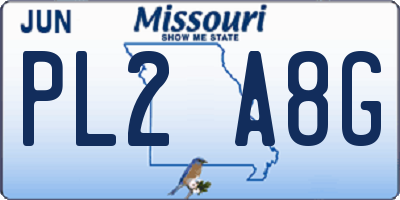 MO license plate PL2A8G