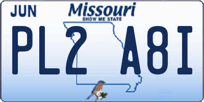 MO license plate PL2A8I