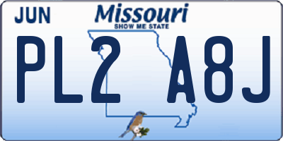 MO license plate PL2A8J