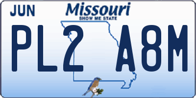 MO license plate PL2A8M
