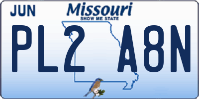 MO license plate PL2A8N