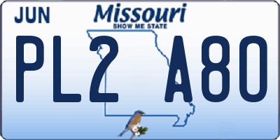 MO license plate PL2A8O