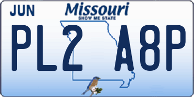 MO license plate PL2A8P