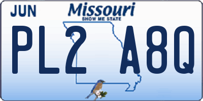 MO license plate PL2A8Q