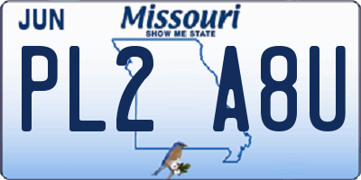 MO license plate PL2A8U