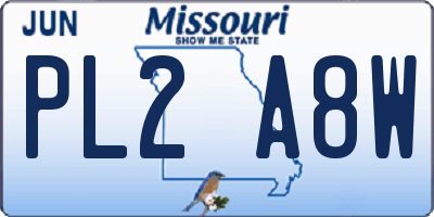 MO license plate PL2A8W