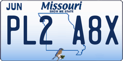 MO license plate PL2A8X