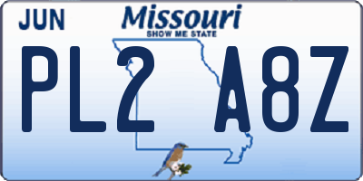 MO license plate PL2A8Z