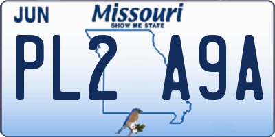 MO license plate PL2A9A