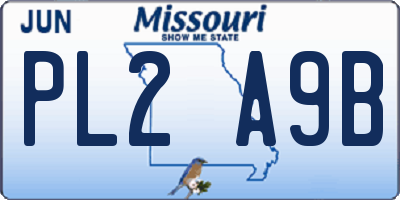 MO license plate PL2A9B