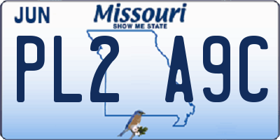 MO license plate PL2A9C
