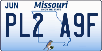 MO license plate PL2A9F