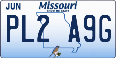 MO license plate PL2A9G