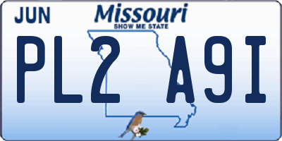 MO license plate PL2A9I