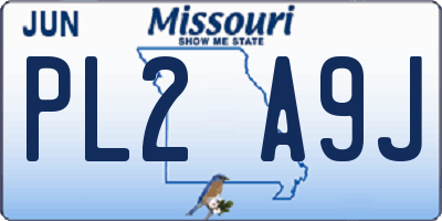 MO license plate PL2A9J