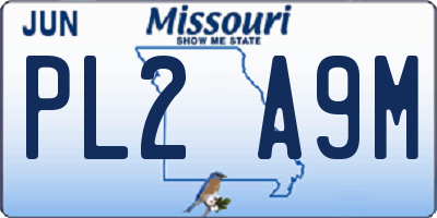 MO license plate PL2A9M