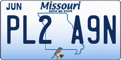 MO license plate PL2A9N