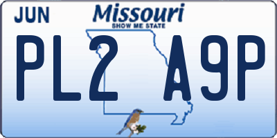 MO license plate PL2A9P