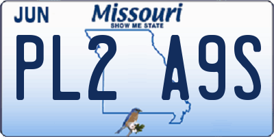 MO license plate PL2A9S