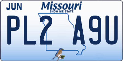 MO license plate PL2A9U