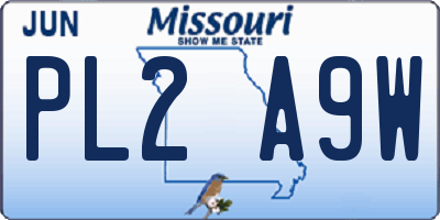 MO license plate PL2A9W