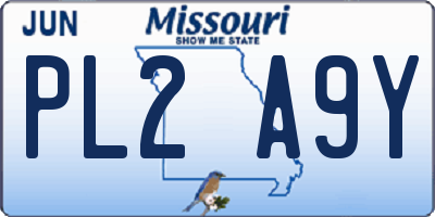 MO license plate PL2A9Y