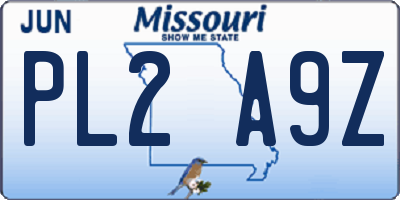 MO license plate PL2A9Z