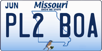 MO license plate PL2B0A