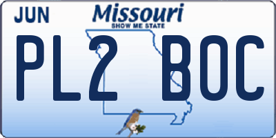MO license plate PL2B0C