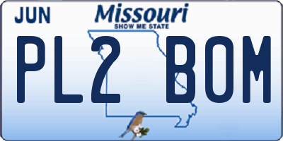 MO license plate PL2B0M