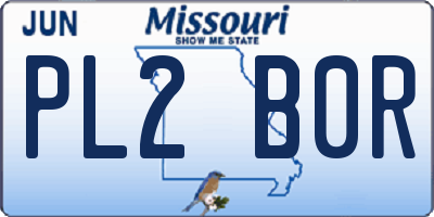 MO license plate PL2B0R
