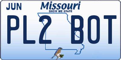 MO license plate PL2B0T