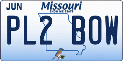 MO license plate PL2B0W