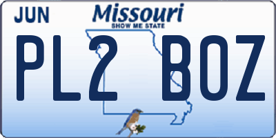 MO license plate PL2B0Z
