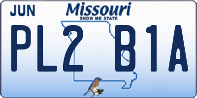 MO license plate PL2B1A