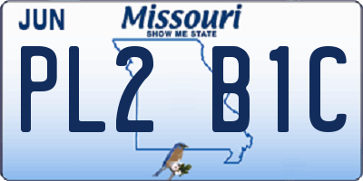 MO license plate PL2B1C