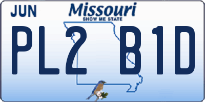 MO license plate PL2B1D