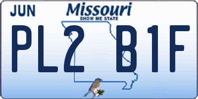 MO license plate PL2B1F