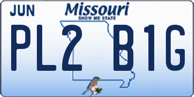 MO license plate PL2B1G