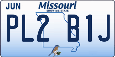 MO license plate PL2B1J