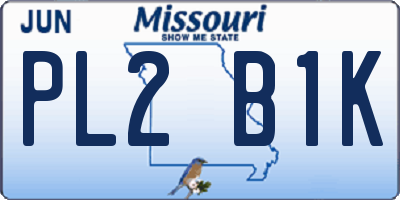 MO license plate PL2B1K