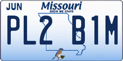 MO license plate PL2B1M