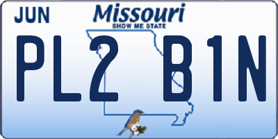 MO license plate PL2B1N