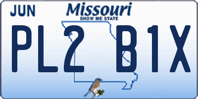 MO license plate PL2B1X