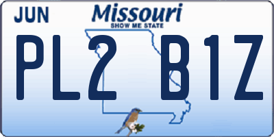 MO license plate PL2B1Z