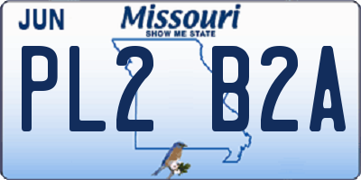 MO license plate PL2B2A